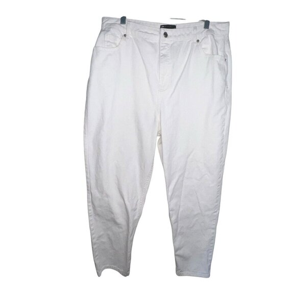 ASOS DESIGN WHITE DENIM JEANS PANT COTTON‎ WOMEN PLUS SIZE 18 TAPERED LEG SKINNY - Picture 1 of 12